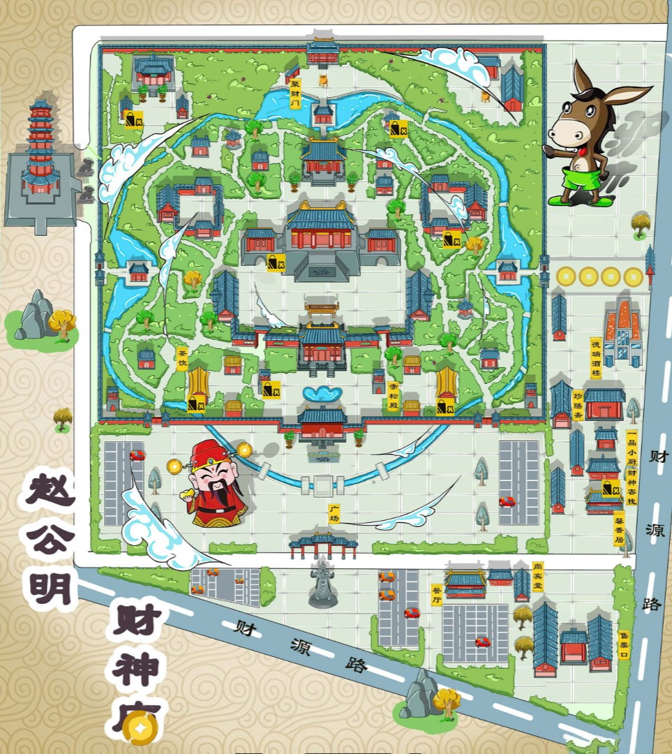 临县寺庙类手绘地图